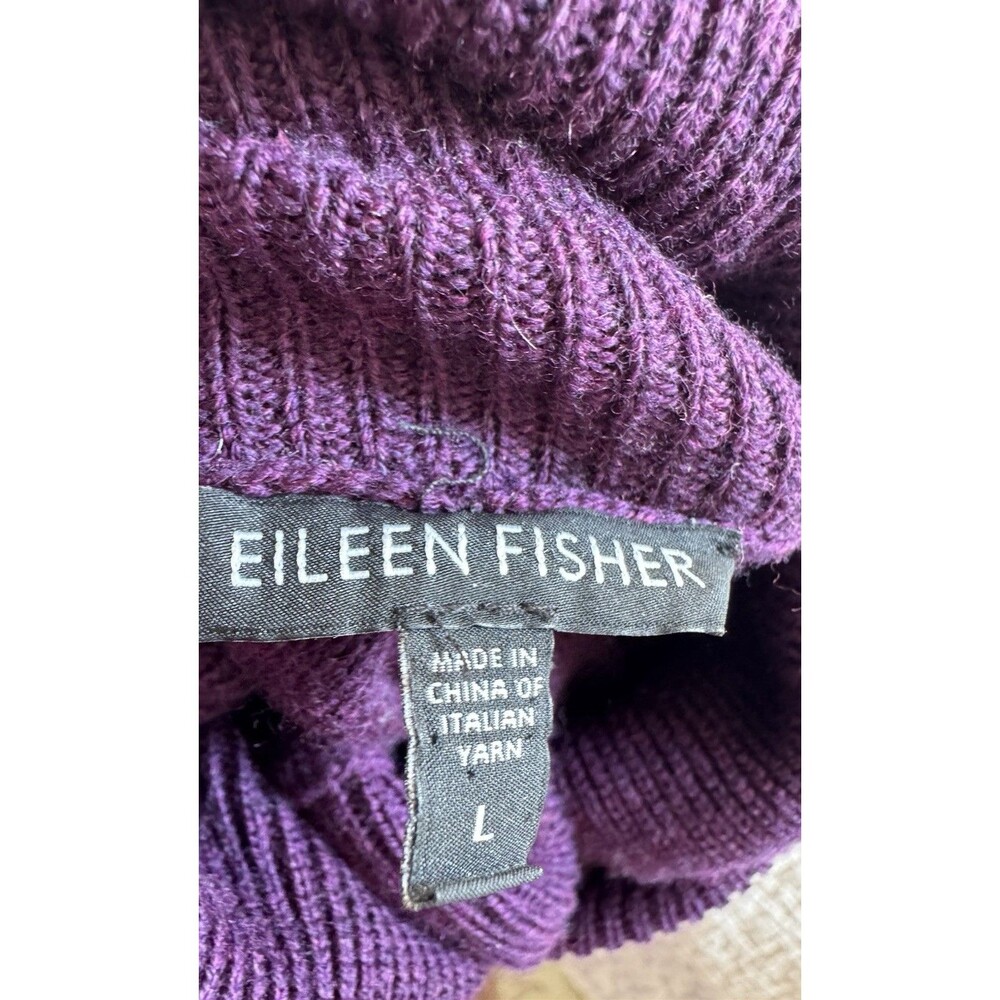 Eileen Fisher Large Womens Dark Purple Sweater Merino Wool - Picture 2 of 10